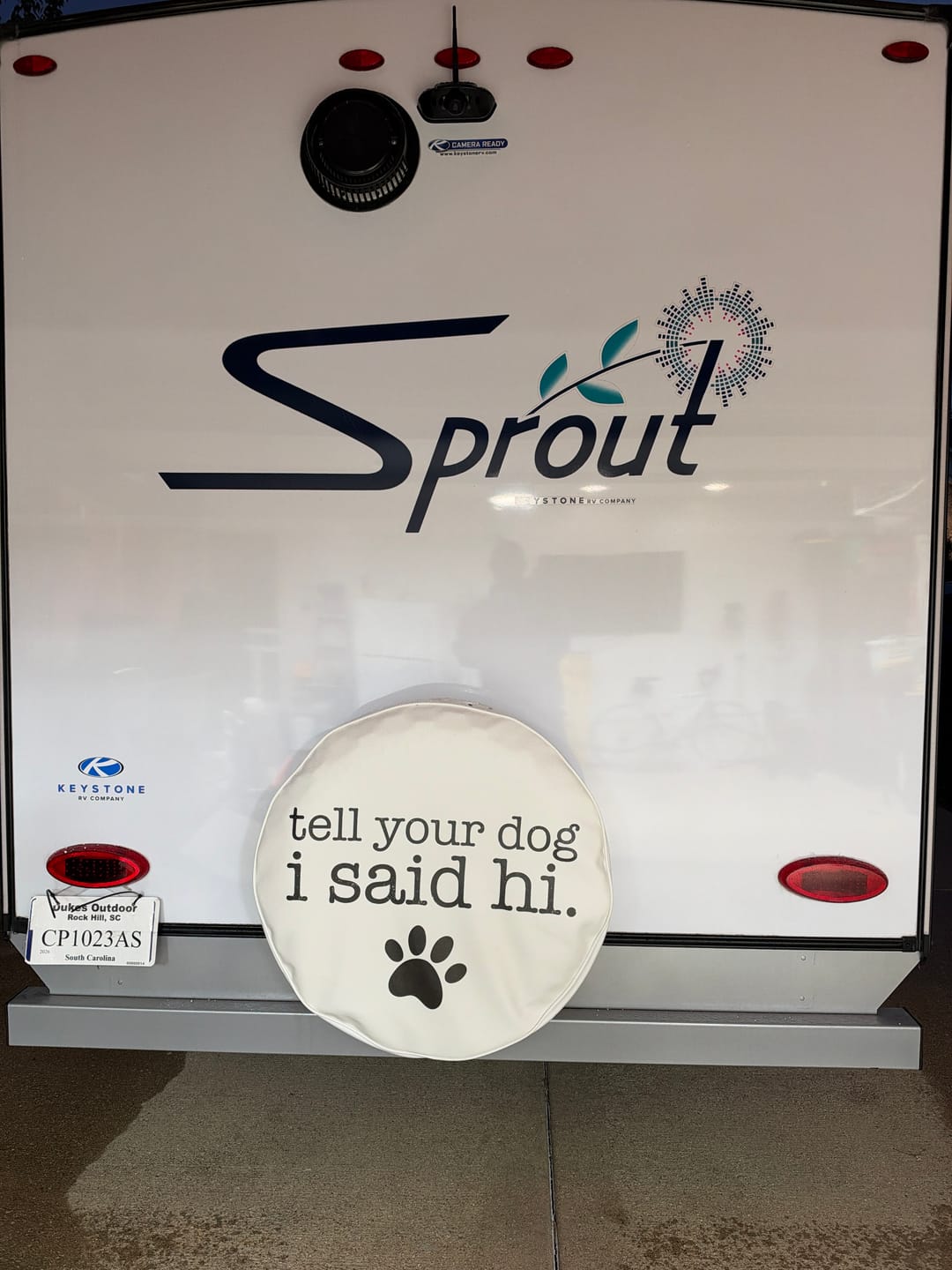 Customer photo review of Tell Your Dog I Said Hi - Spare Tire Cover for Campers, Jeep, Bronco, RV, & More
