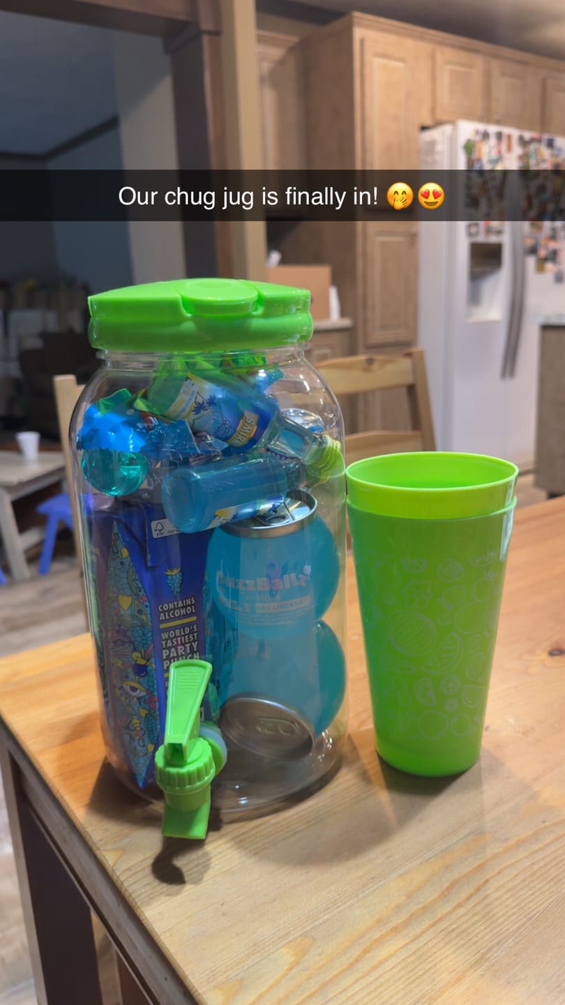 Customer photo review of 3 Brothers Liquor Blue Bittles Chug Jug Alcohol Cocktail Bucket