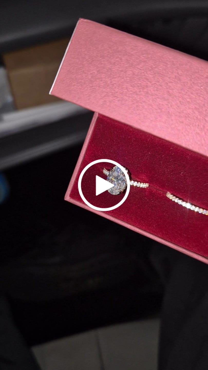 Customer video review of S925 4.0 Carat Oval Cut Wedding Ring Set With Hidden Halo Promise Ring Classic Half Wedding Band