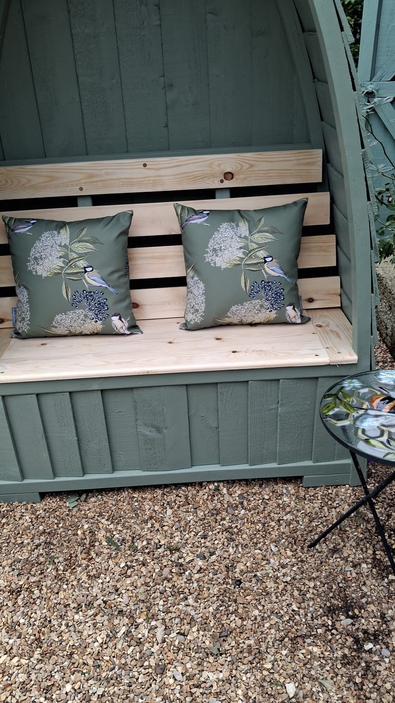 Customer photo review of Outdoor Garden Waterproof Cushion - Bird on Elderflower