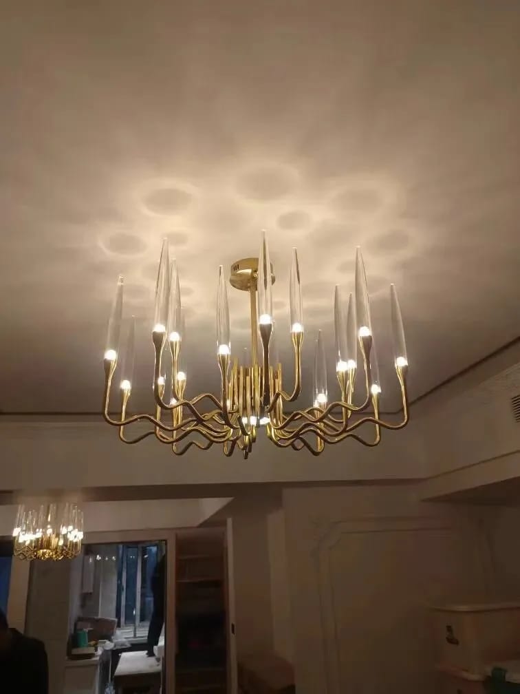 Customer photo review of Iron Chandelier, Wavy Frame, Crystal or Acrylic Shades, 60–150 cm