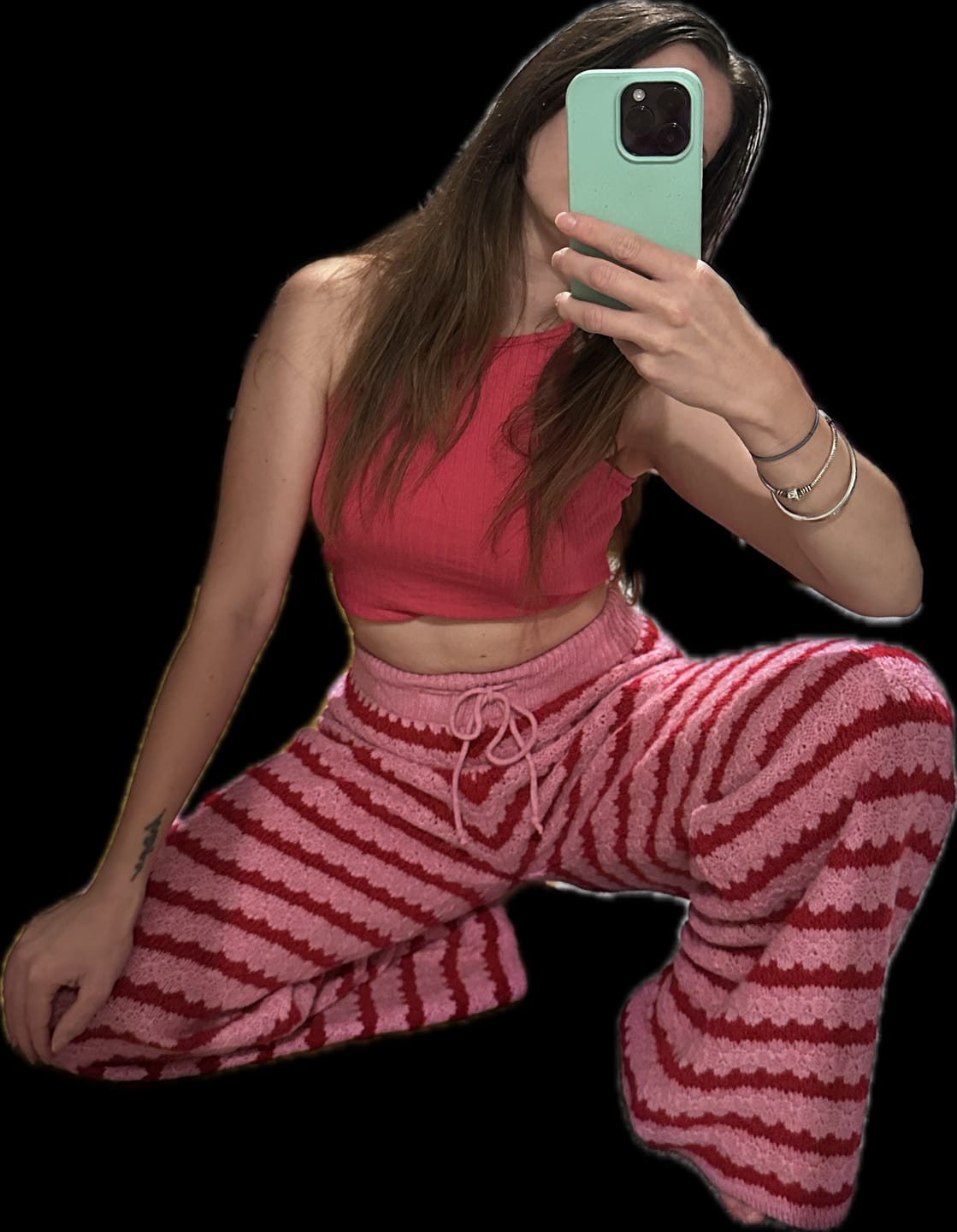 Customer photo review of Cozy Stripe Wide Pants