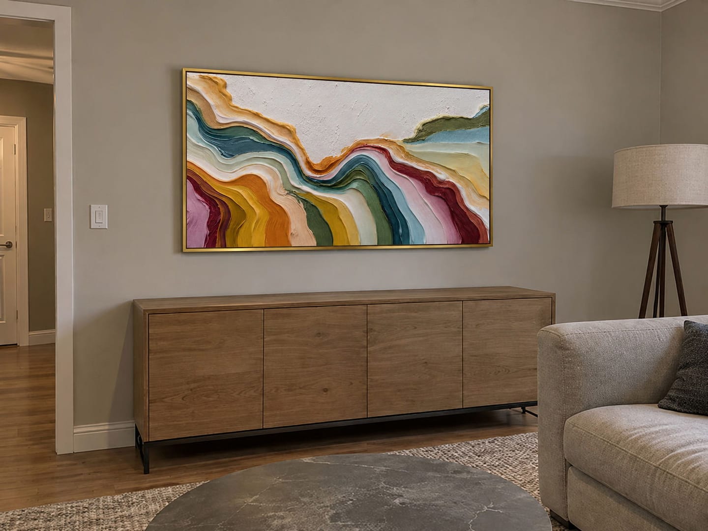 Customer photo review of Color Finds Its Rhythm — Textured Abstract Wall Art