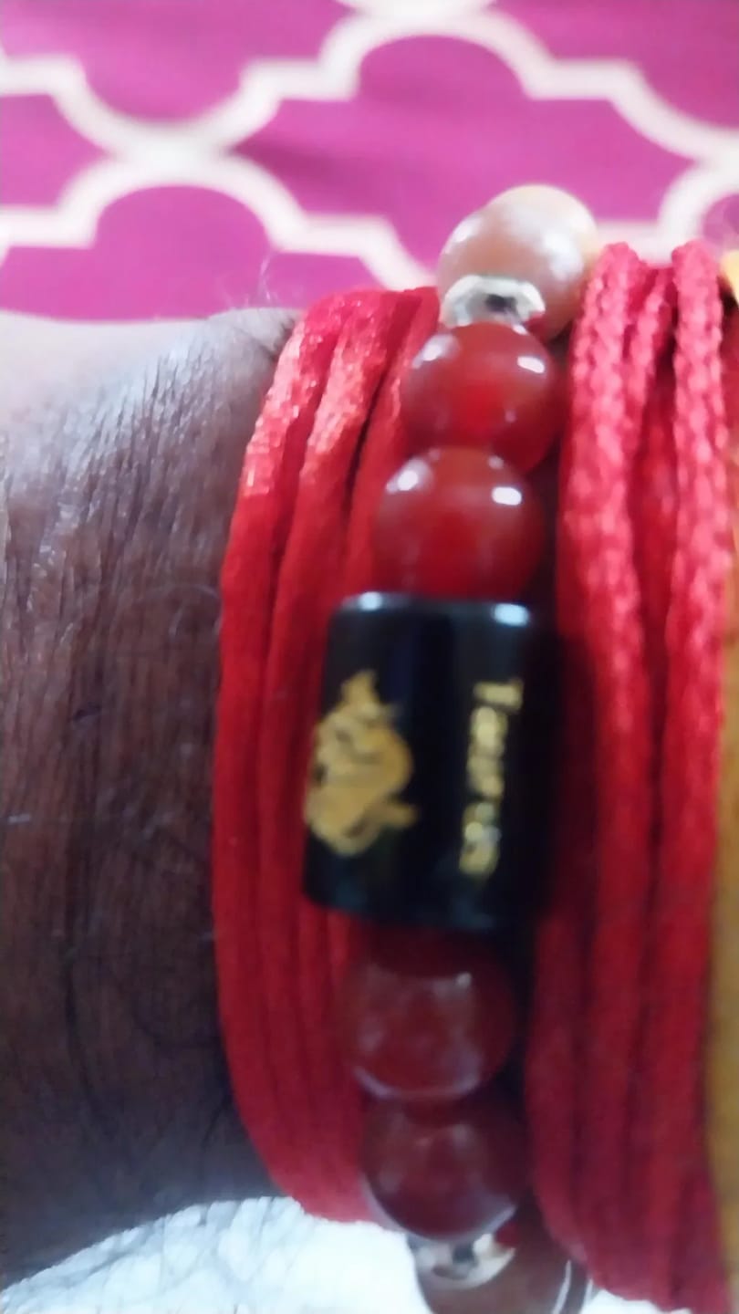 Customer photo review of Taurus (Vrishabha Rashi) Zodiac Bracelet – Natural Sunstone & Carnelian