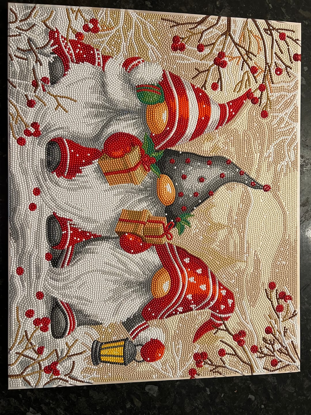 Customer photo review of Festive Trio Crystal Art Framed Canvas Kit 50x40cm