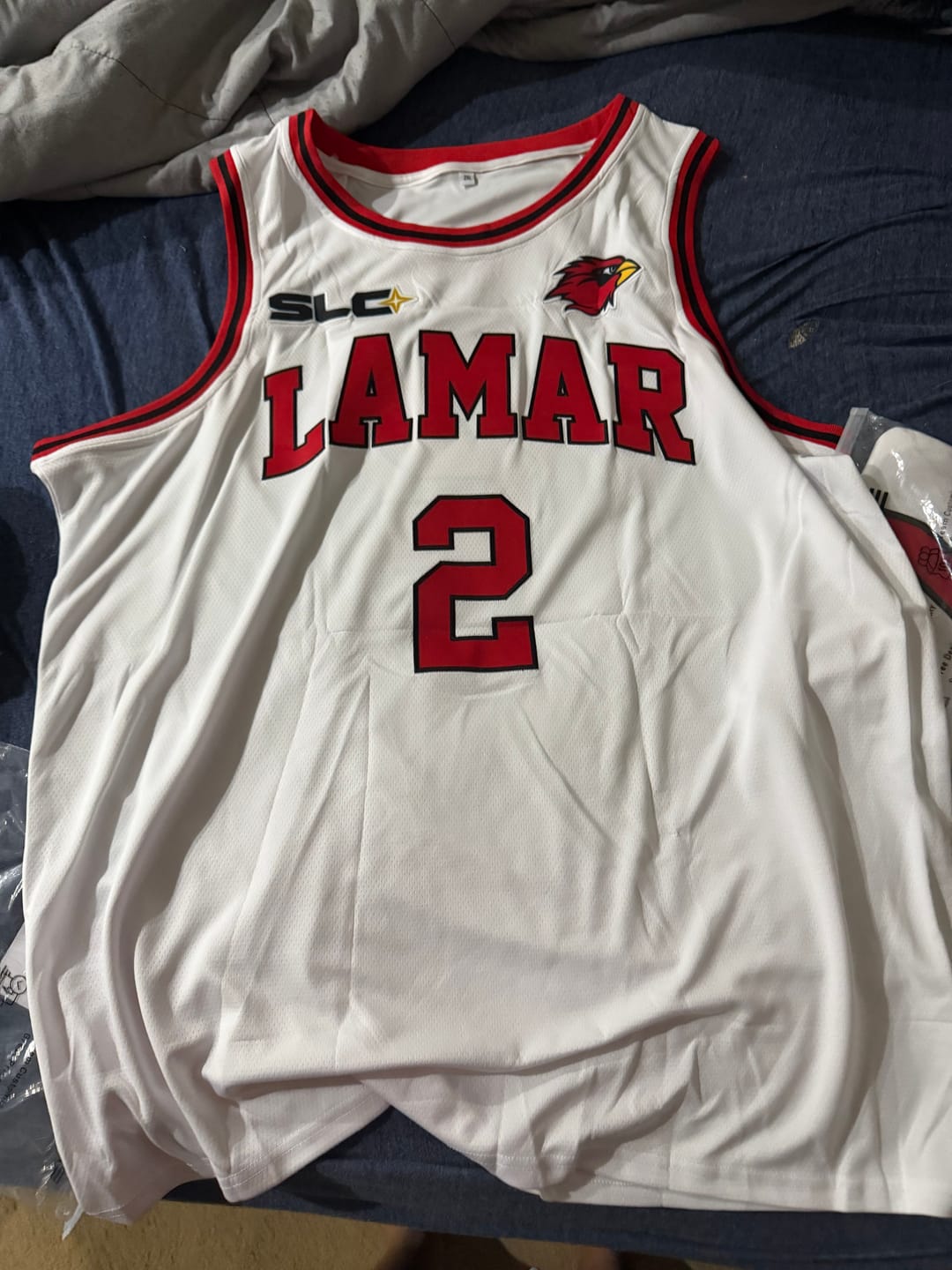 Customer photo review of Custom Black Red-White Classic Tops Breathable Basketball Jersey