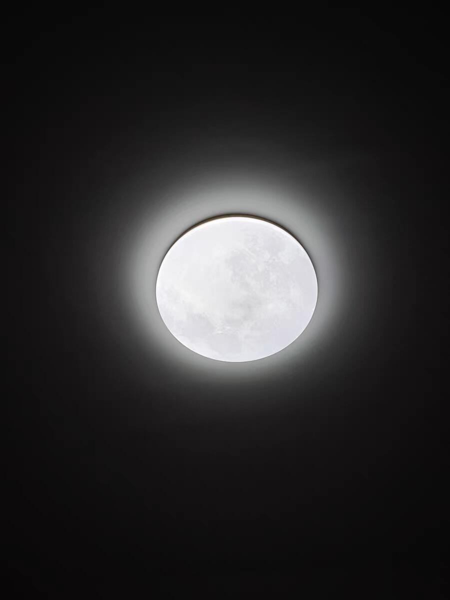 Customer photo review of Moon Ceiling Light | LED Flush Mount with Lunar Diffuser, Wood-Tone Rim | 10.2, 15 or 18.9 in, Dimmable Option