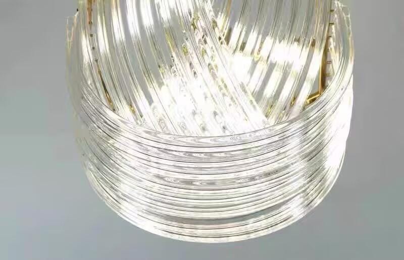 Customer photo review of Glass Pendant Light, Gold Frame, Hand-Shaped Clear Glass Rods