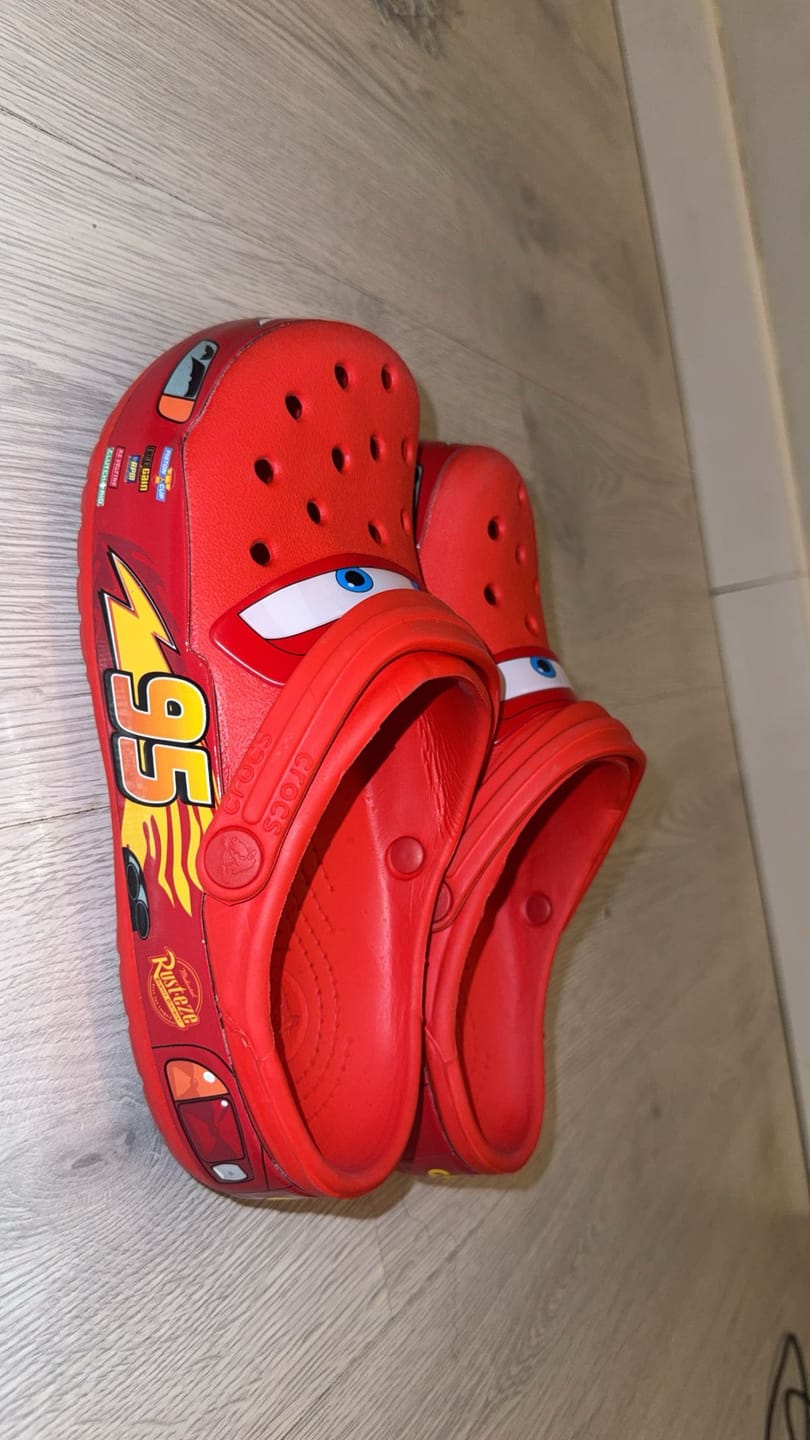 Customer photo review of Lightning McQueen Crocs – Red