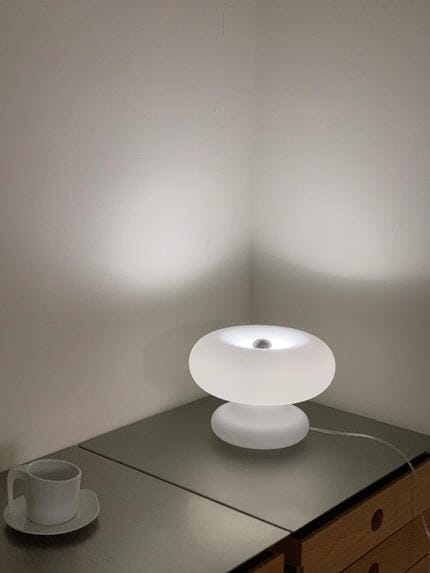 Customer photo review of Stacked Tier Glass Table Lamp, White Metal Base, 28 cm