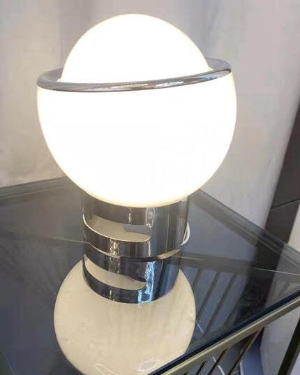 Customer photo review of Chrome Glass Table Lamp, Spherical Shade, Illuminated Base