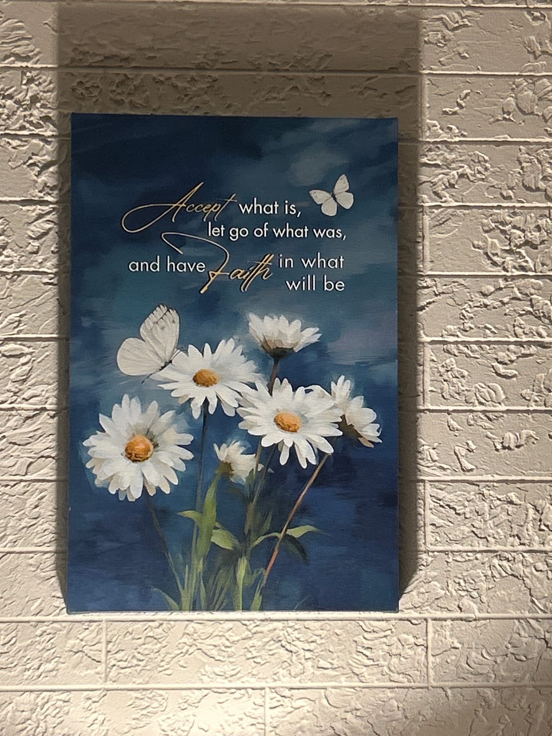 Customer photo review of Accept What is Let Go of What Was, Daisies and Butterflies, Christian Wall Art Canvas