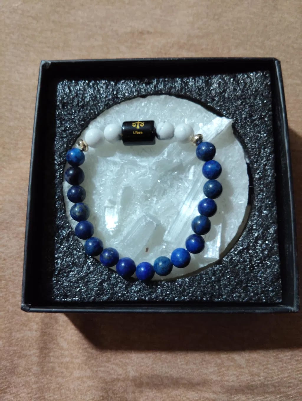 Customer photo review of Libra (Tula Rashi) Zodiac Bracelet – Natural Lapis Lazuli & Howlite