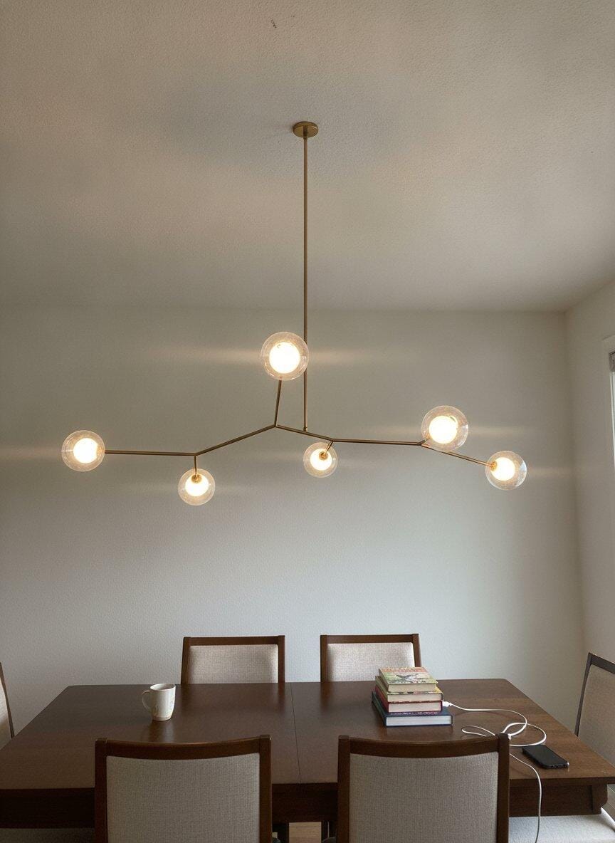 Customer photo review of Gold Globe Chandelier, Clear Glass Globes, Up to 162 cm Wide