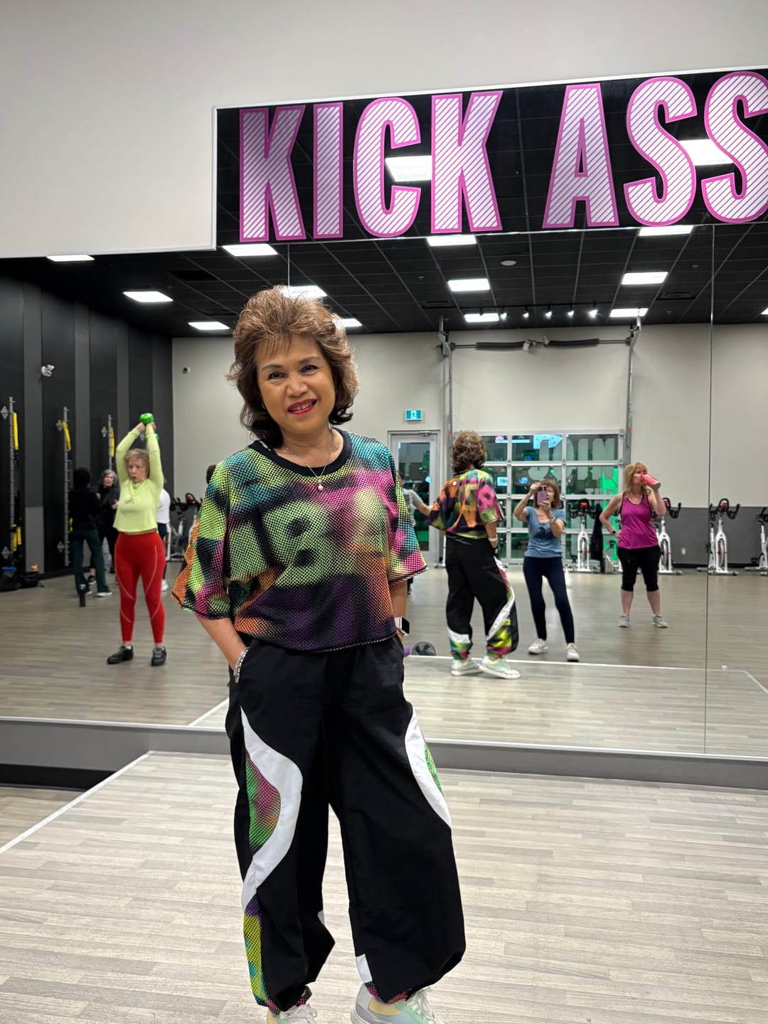 Customer photo review of Electric Feel Wide Leg Track Pants