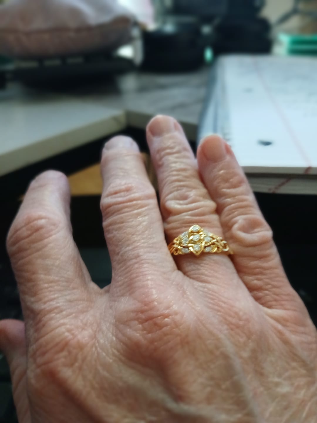 Customer photo review of Celtic Knot Moissanite Cluster Engagement Ring