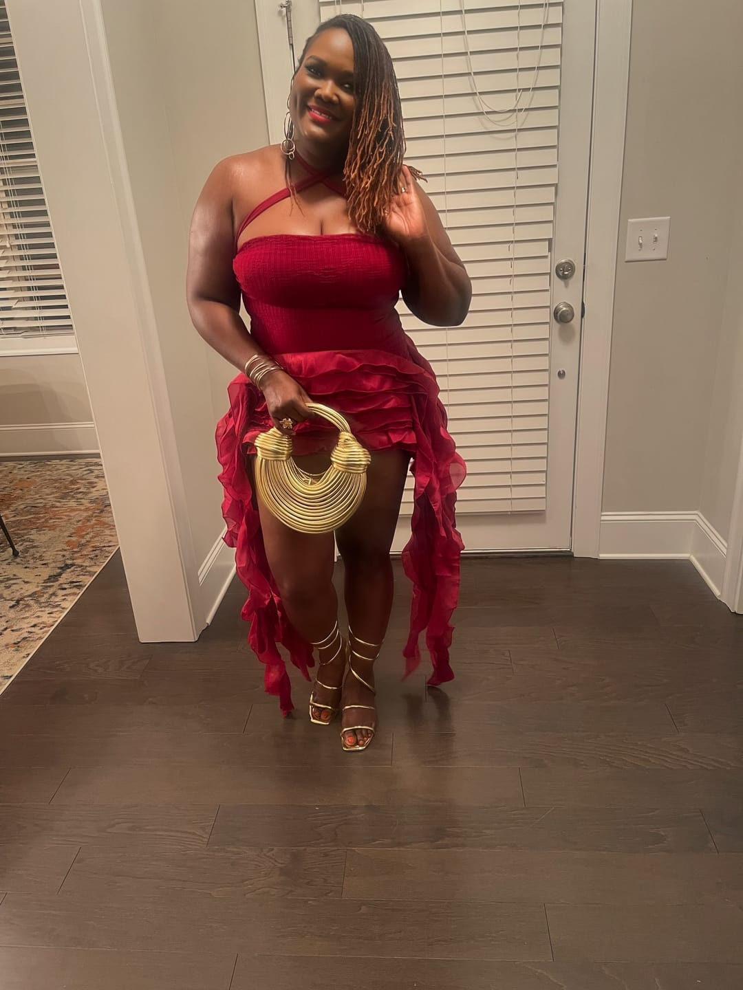 Customer photo review of CLOUD NINE CORSET DRESS (BURGUNDY RED)