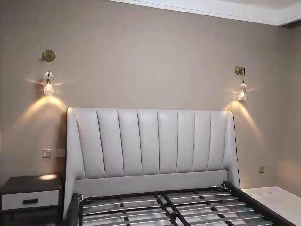 Customer photo review of Brass Wall Light, Faceted Crystal Shade, Hand Polished, Wall Sconce