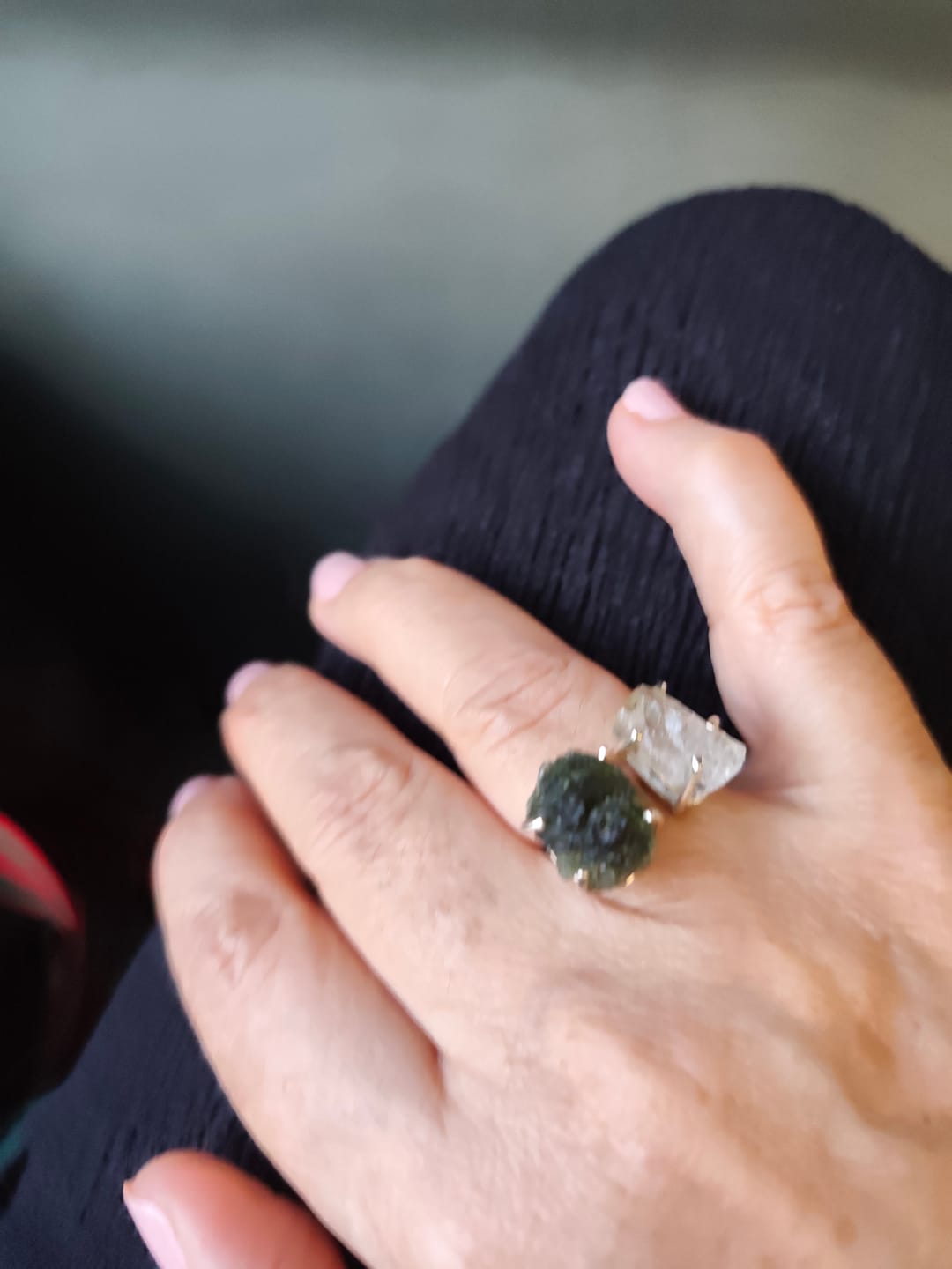 Customer photo review of Anillo ajustable Moldavita y Herkimer | Transformación - Manifestación