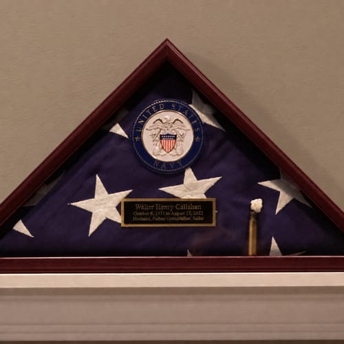 Photo published with Margaret R.'s review of Personalized Flag Display Case