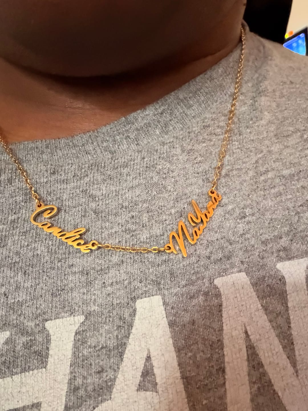 Customer photo review of Multi Name Necklace