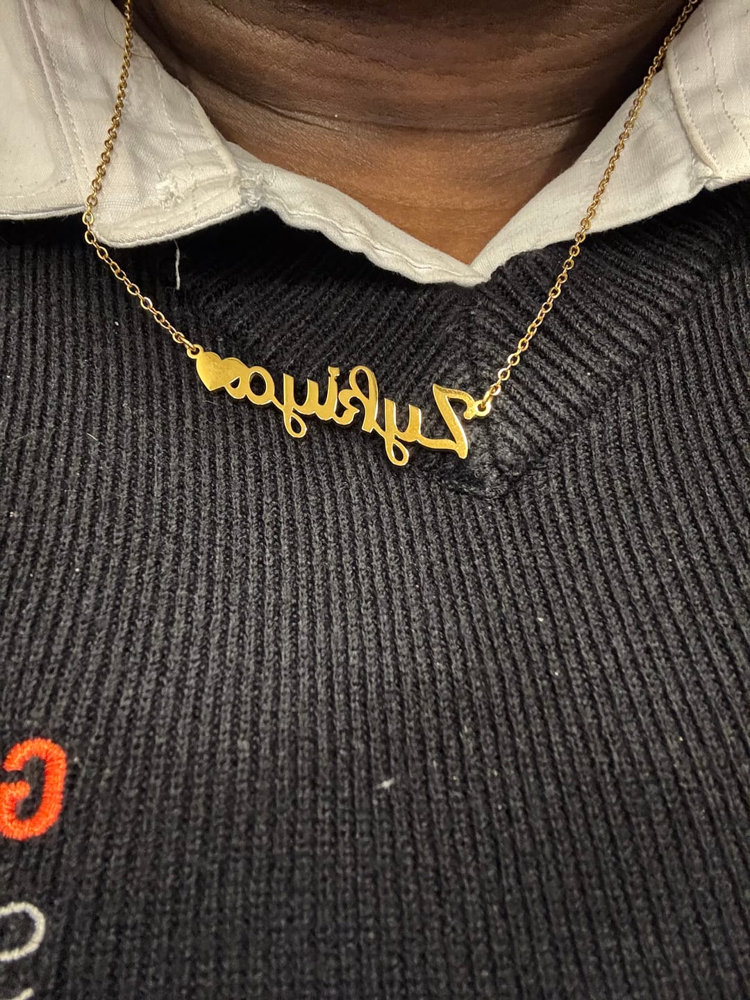 Customer photo review of Name Heart Necklace