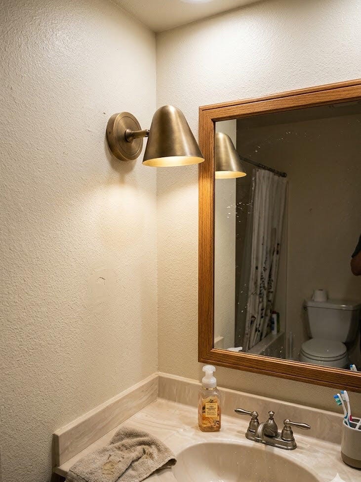 Customer photo review of Brass Wall Light, Gently Flared Shade, 13.5 cm, Wall Sconce