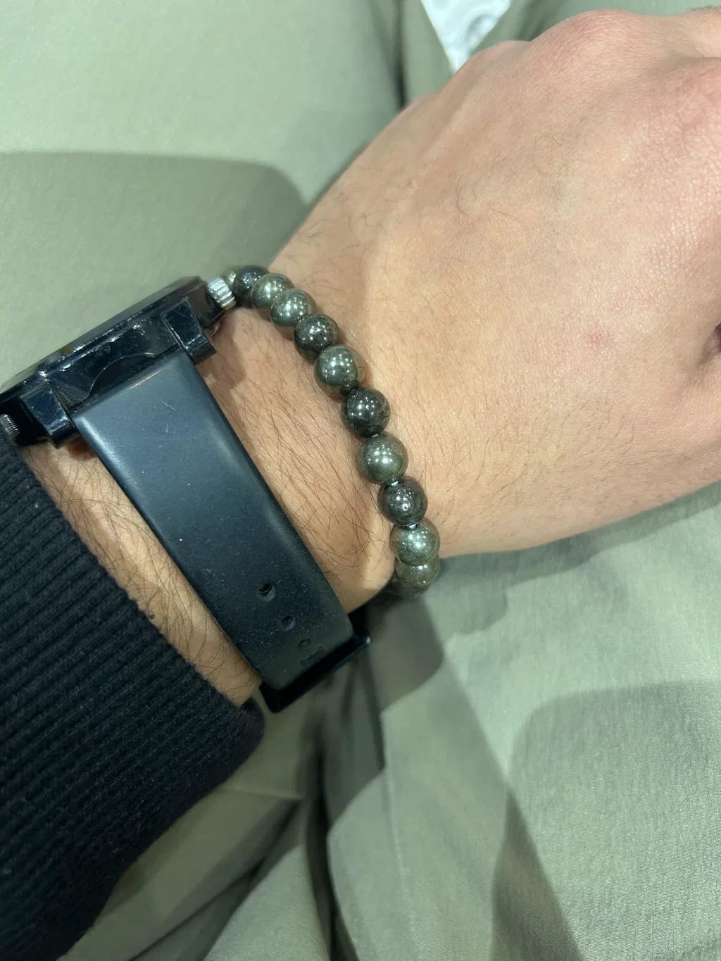Customer photo review of Raw Pyrite Bracelet – For Confidence, Drive & Prosperity Intent