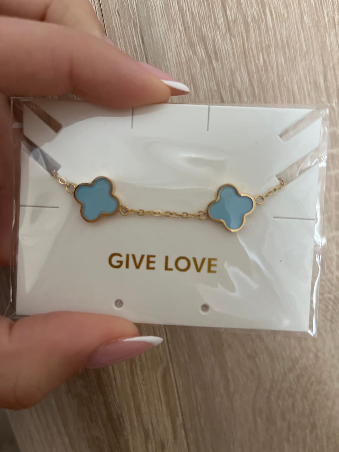 Customer photo review of Baby Blue Clover Armband