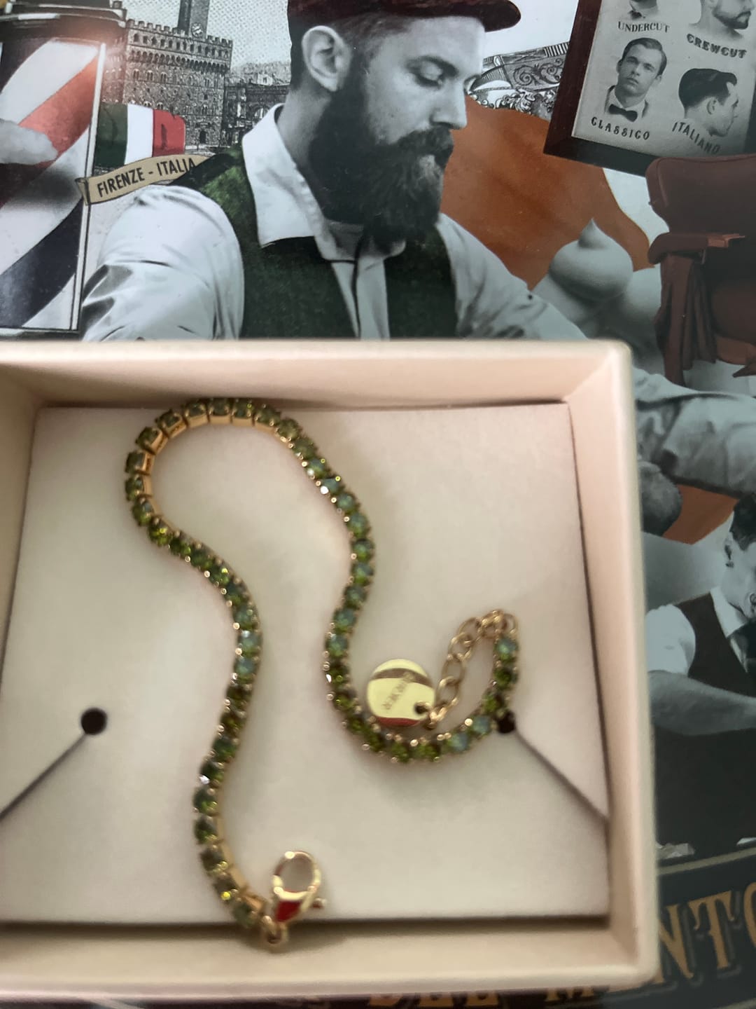Customer photo review of Ava Gold Olive Green Bracelet