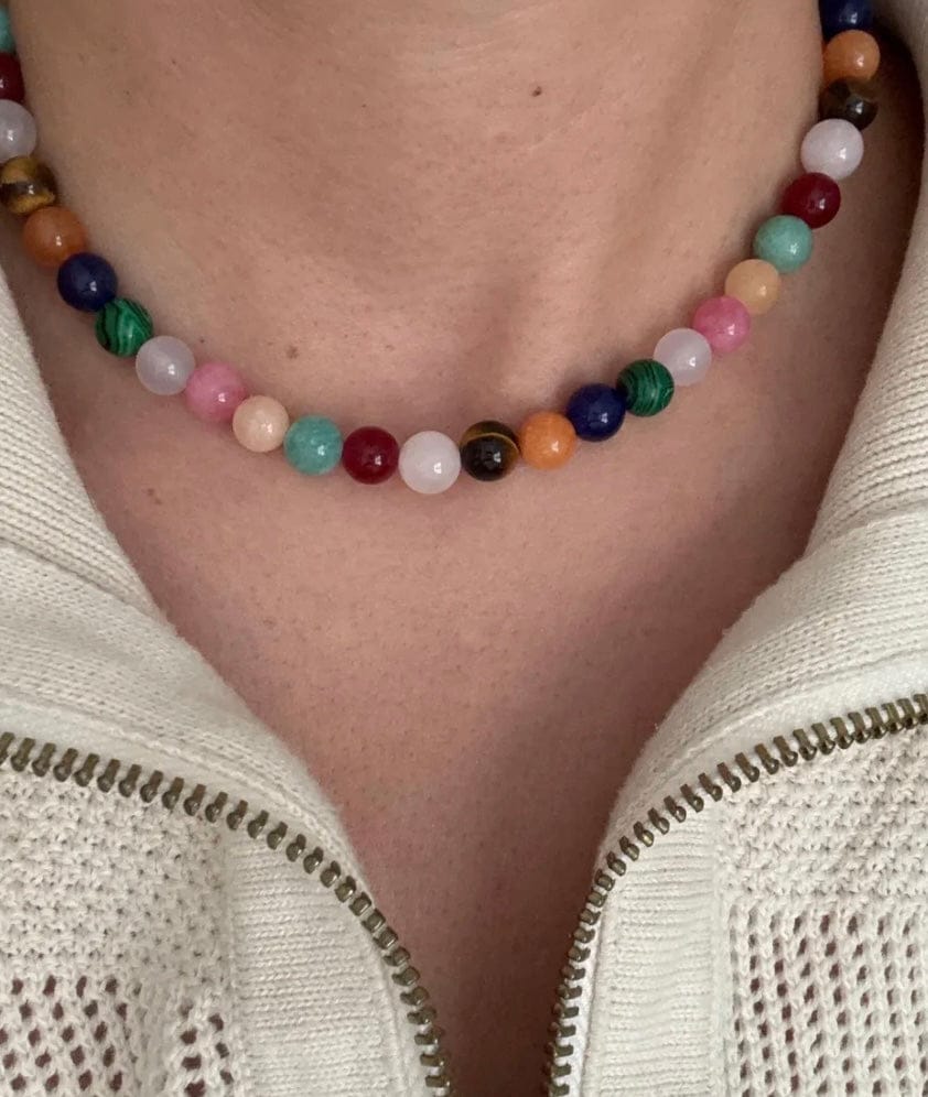 Customer photo review of Vibrant Multi Gemstone Choker • Colorful Gem Necklace for Spring and Summer • Everyday Minimalist
