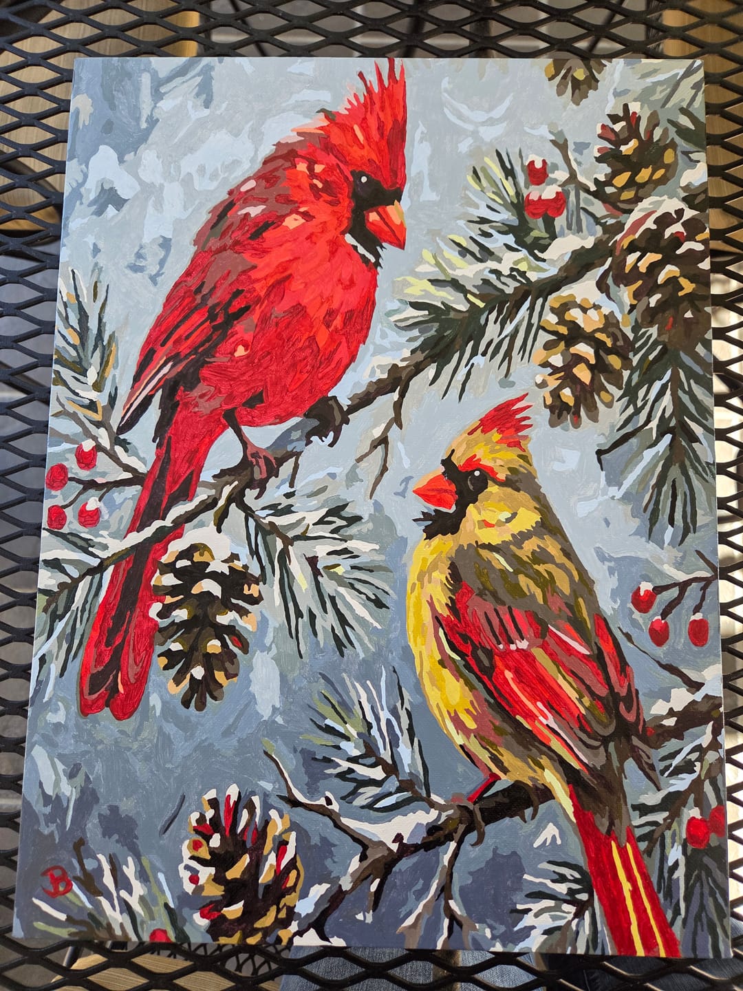 Customer photo review of Winter Cardinal Pair (Paint by Numbers)