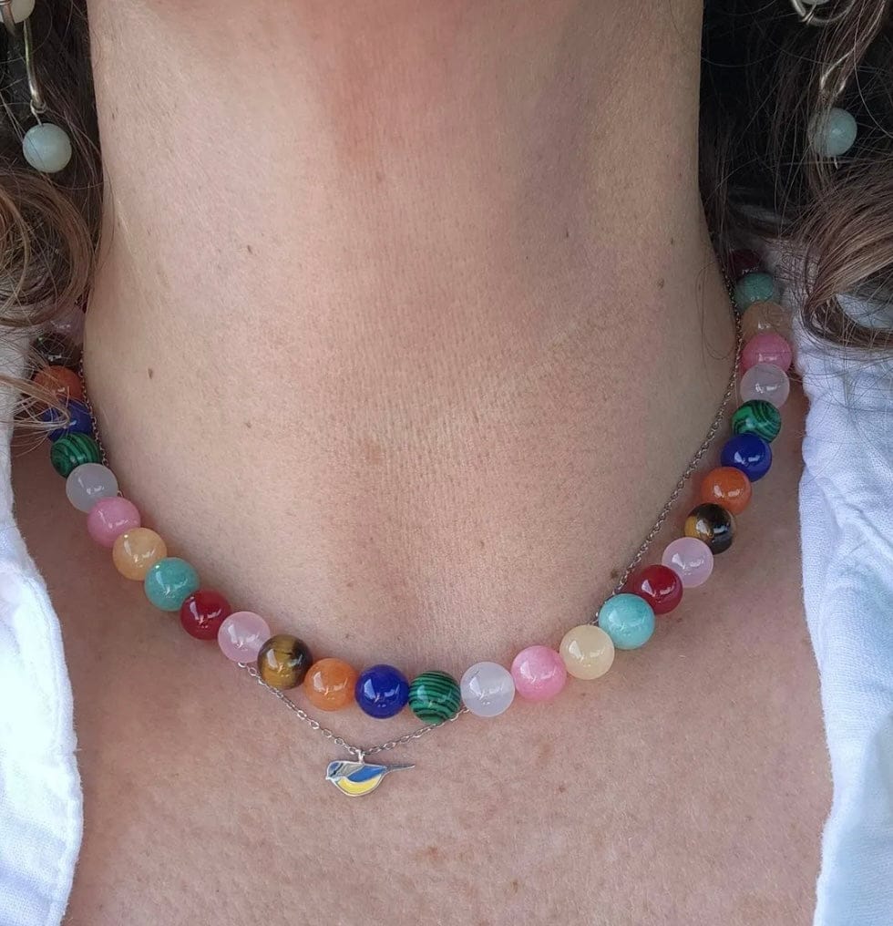 Customer photo review of Vibrant Multi Gemstone Choker • Colorful Gem Necklace for Spring and Summer • Everyday Minimalist