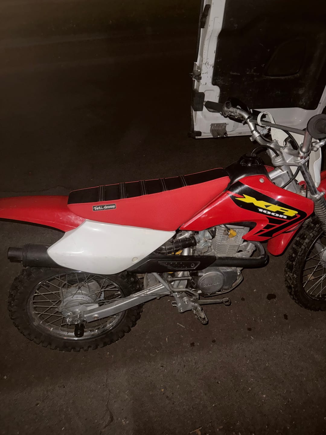 Customer photo review of Custom Seat Cover: 2002 Honda XR100R