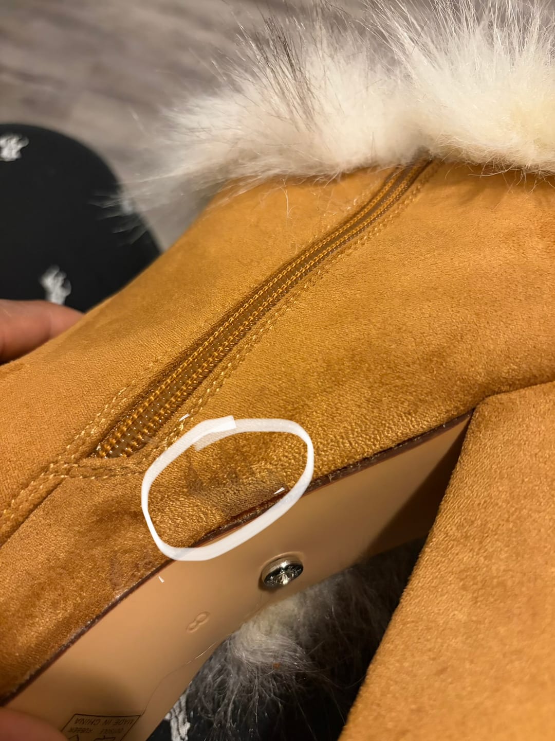 Customer photo review of RYLAN-CAMEL FAUX FUR BLOCK BOOT