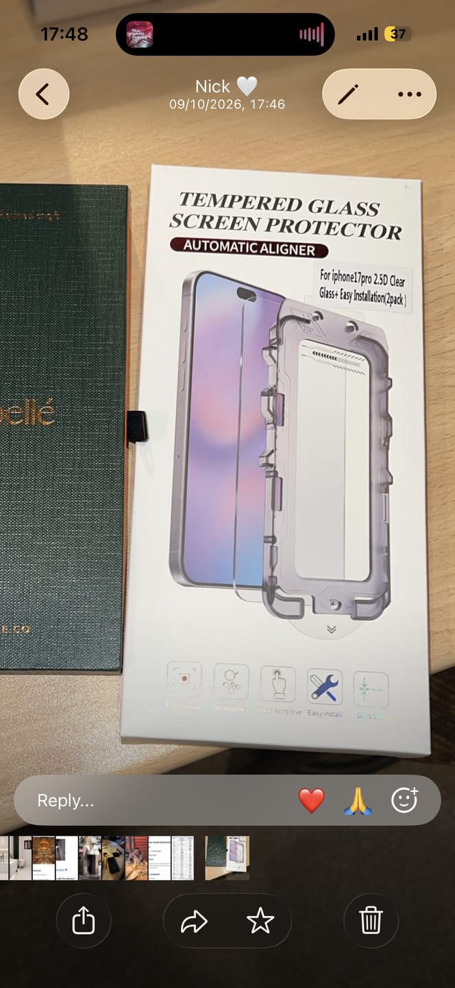 Customer photo review of iPhone 18 Pro Screen Protector - Tempered Glass (2 Pack)