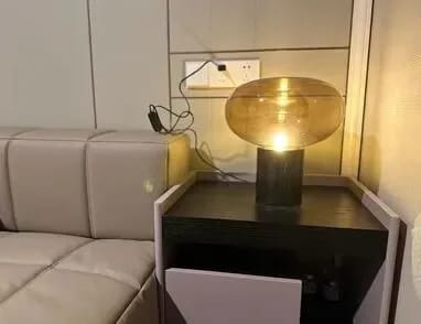 Customer photo review of Glass Table Lamp, Mushroom Shade on Marble Base, 23–32 cm