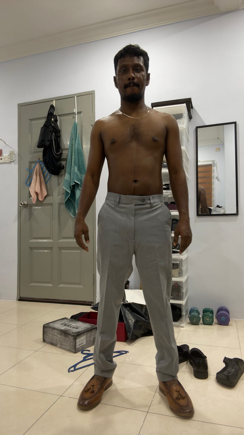 Customer photo review of Trousers With Belt Loop - Light Grey (Slim Straight)