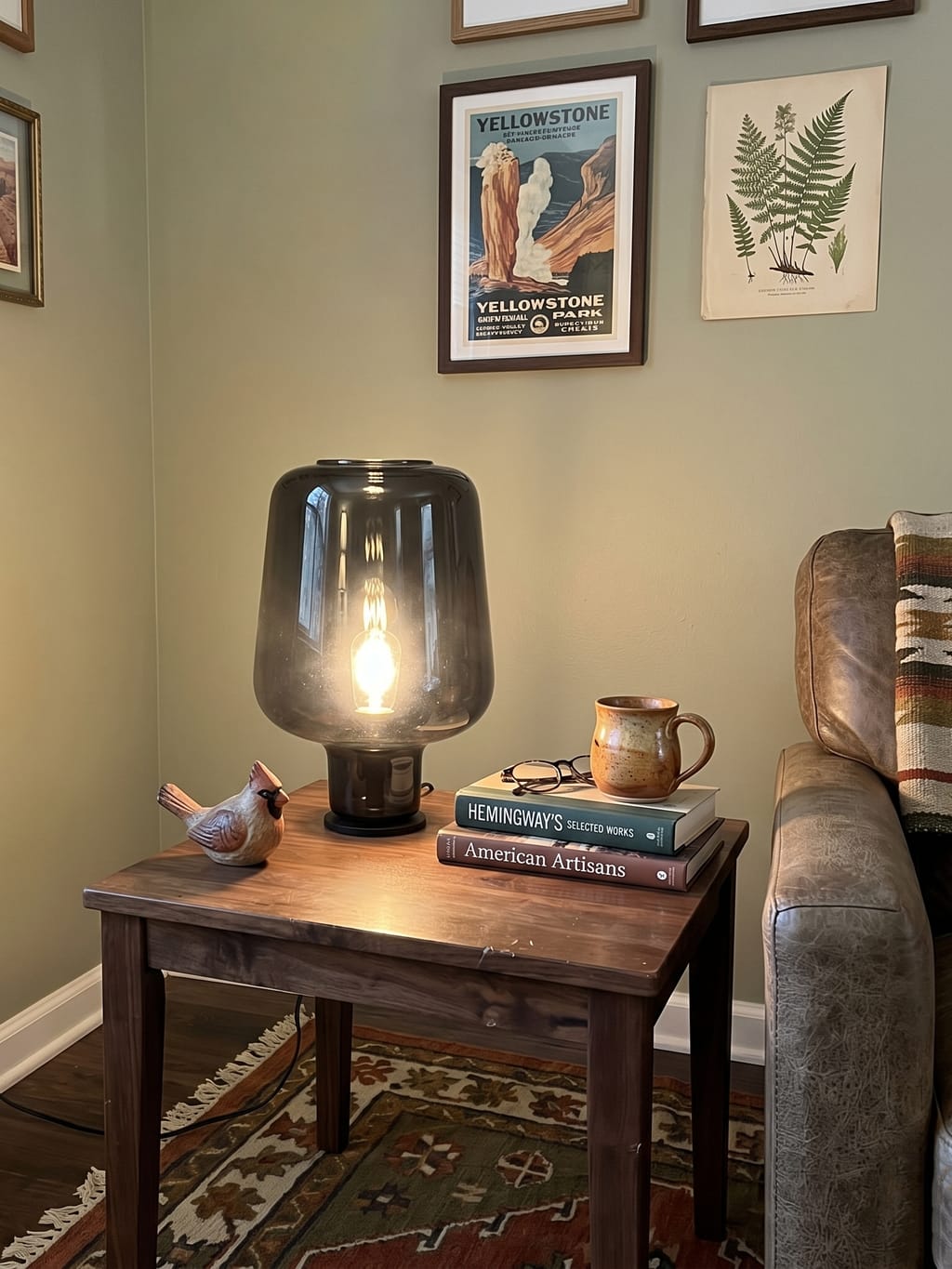 Customer photo review of Smoke Grey Glass Table Lamp, Hand Blown, Plug In, 37 cm