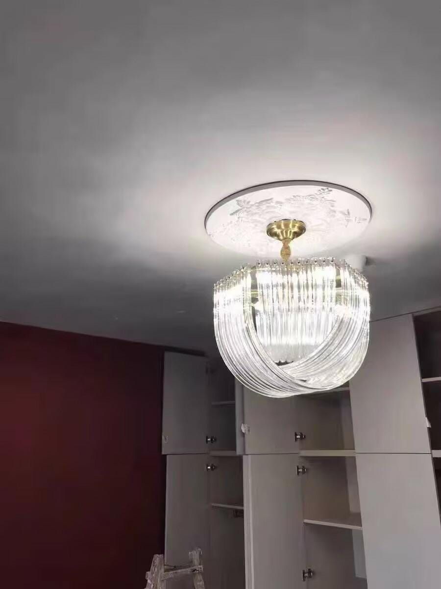 Customer photo review of Glass Pendant Light, Gold Frame, Hand-Shaped Clear Glass Rods