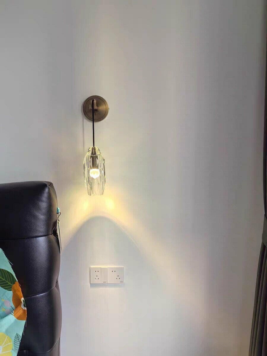 Customer photo review of Brass Wall Light, Faceted Crystal Shade, Hand Polished, Wall Sconce