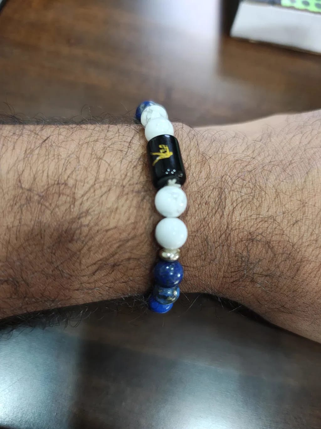 Customer photo review of Libra (Tula Rashi) Zodiac Bracelet – Natural Lapis Lazuli & Howlite