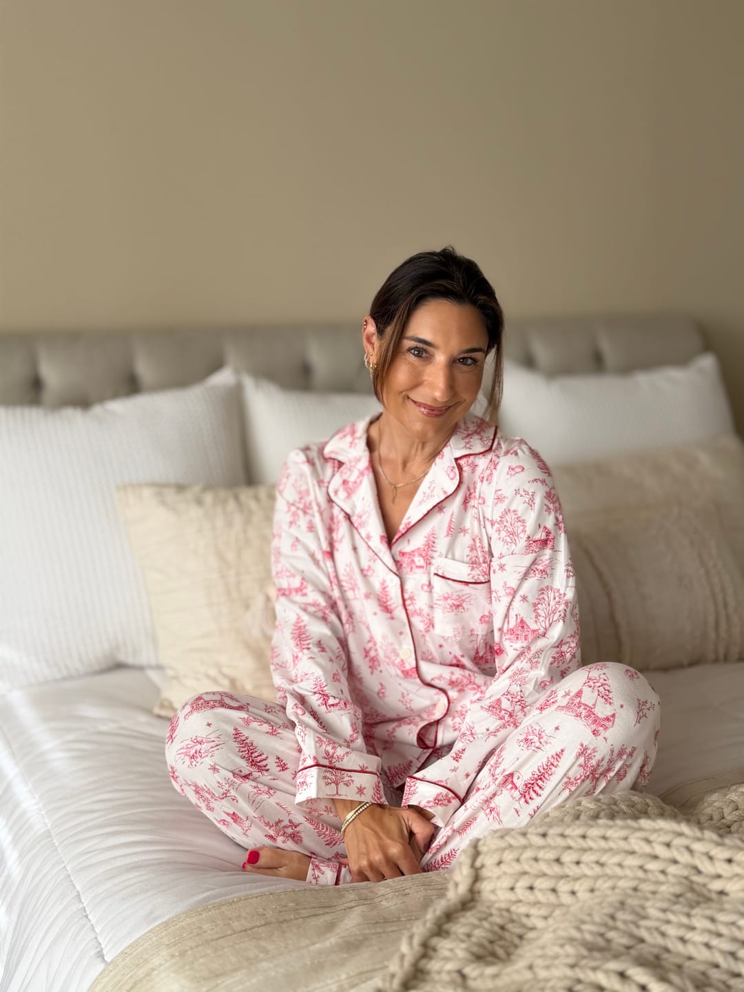 Customer photo review of Winter Cottage Toile Cotton Long Pajama Set