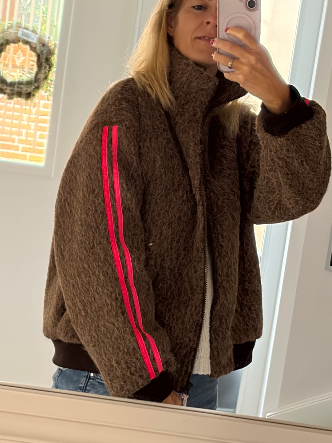 Customer photo review of Jacke SPORTY COZYNESS chocolate/pink mit seitlichen Streifen
