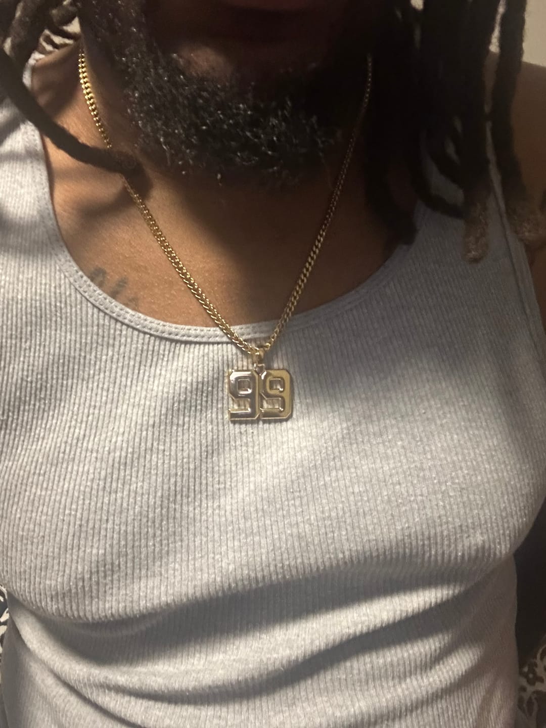 Customer photo review of Signature Jersey Number Pendant 18K Plated Gold