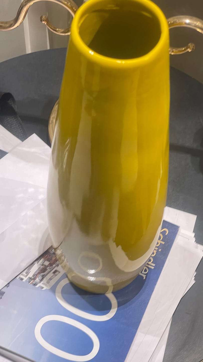 Customer photo review of Yellow Resin Vase Sculpture Vastu Remedy for Financial Stability, and Expenditure Control for SSW Direction Placement in Home, Office and Living Spaces | 8 x 37 cm | 600 gm