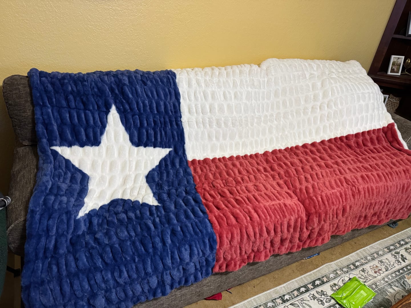 Customer photo review of Hugs Texas Flag Blanket