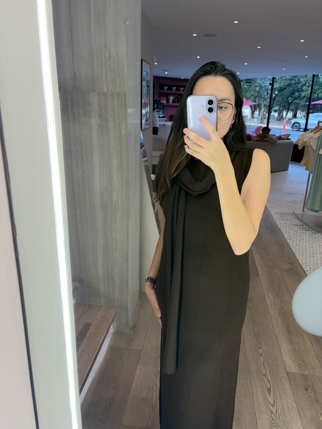 Customer photo review of Soft Knit Scarf Maxi Dress