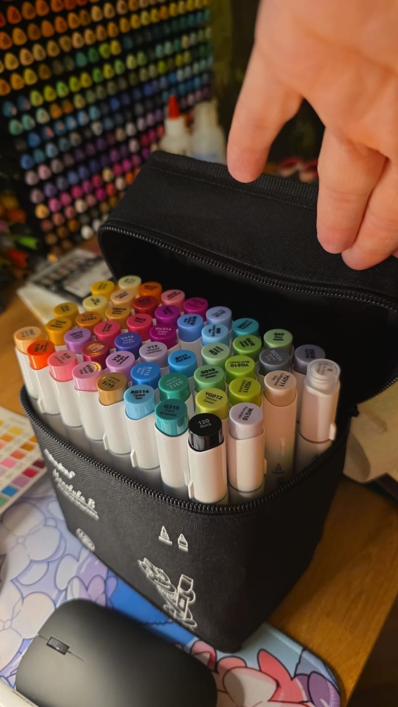 Customer photo review of Ohuhu Honolulu 48 Colors Dual Tips Alcohol Art Markers (New Color Codes)