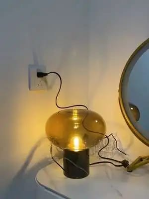 Customer photo review of Glass Table Lamp, Mushroom Shade on Marble Base, 23–32 cm